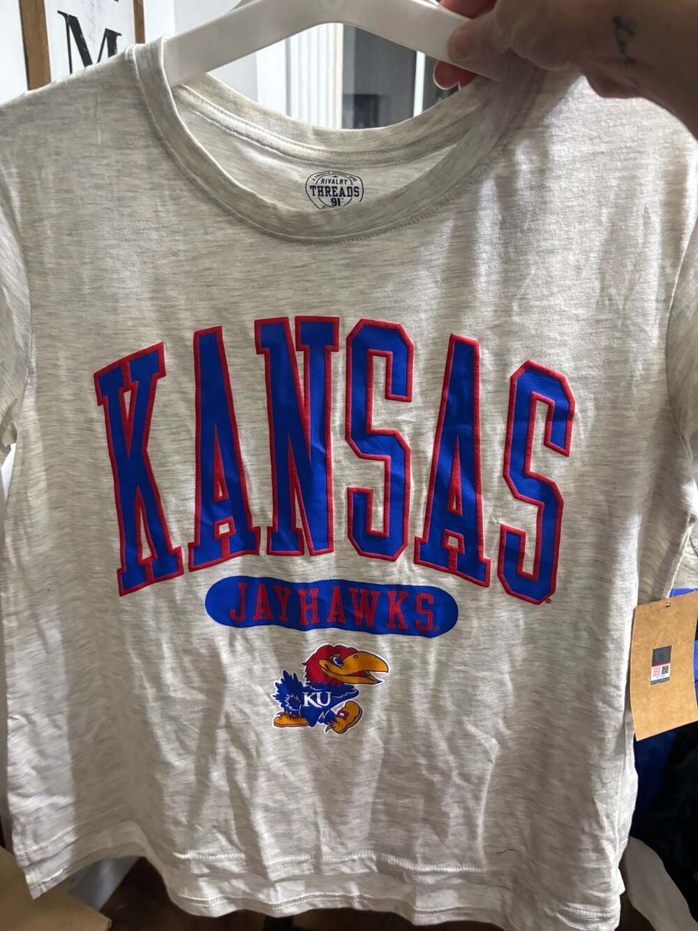 Rivalry Threads 91 Kansas Jayhawks NCAA Heather Gray T-Shirt Size Medium 8/10